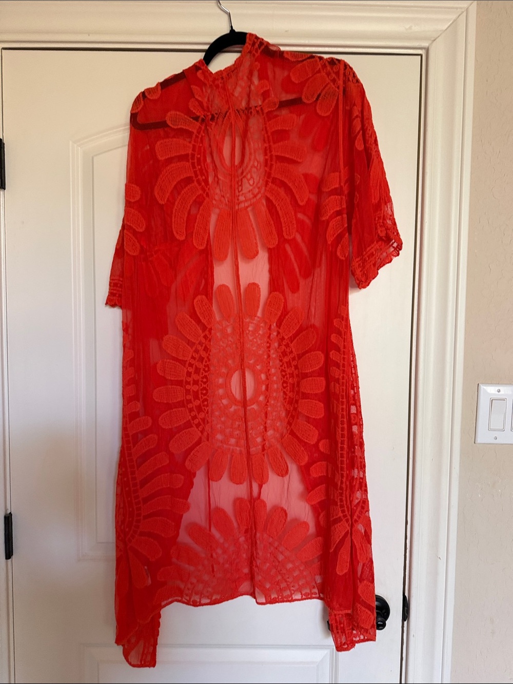 SHEIN Orange Lace Crochet Kimono - Picture 3 of 3